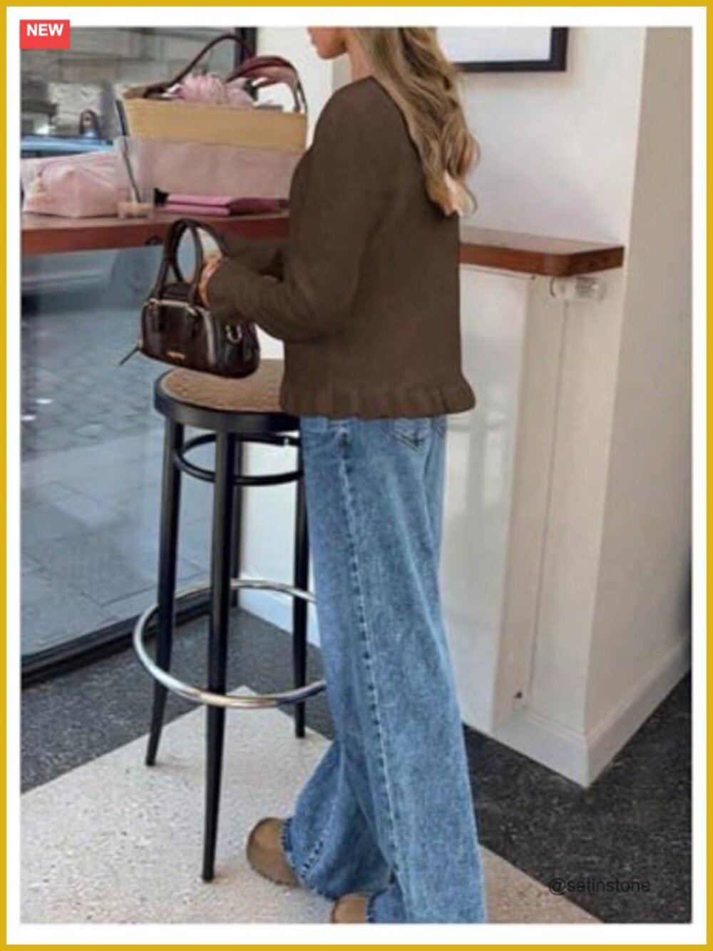 Women's Cropped Ruffle Cardigan Lightweight Long Sleeve - Picture 2 of 3